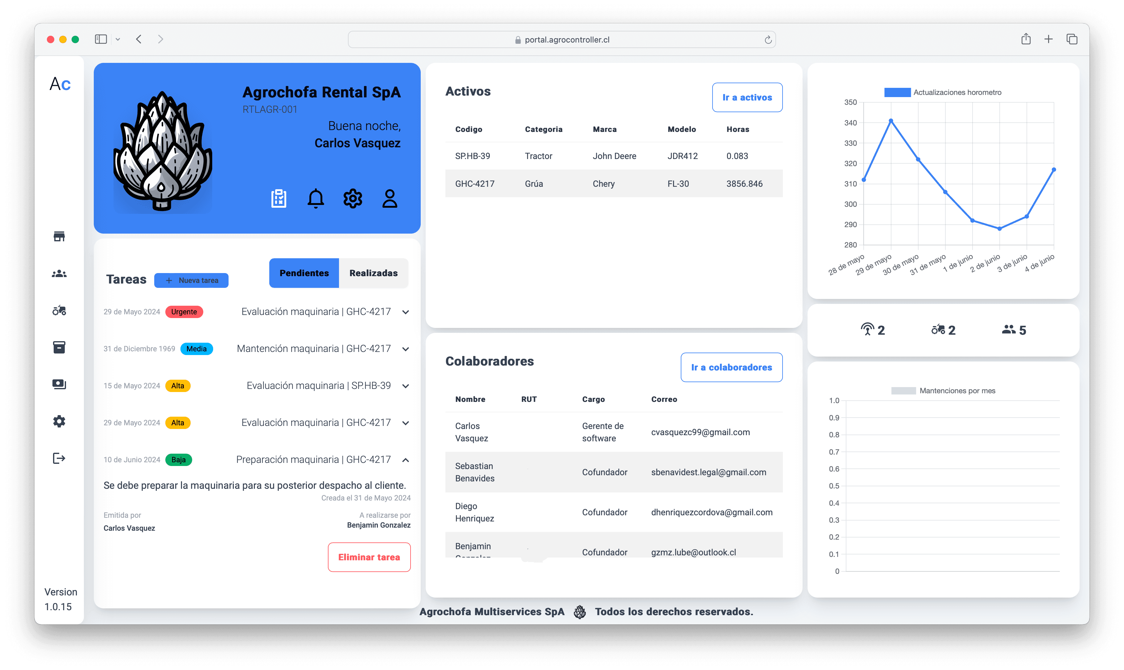 Screenshot of company page